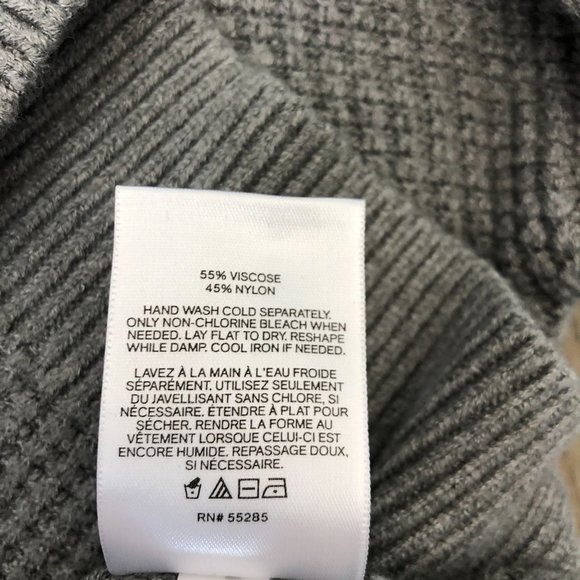 Express Small Gray Grey Waffle Knit Pull Over Sweater Side Slits - Picture 3 of 5